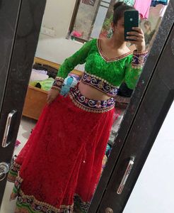 Designer Green & Pink Lehenga Choli