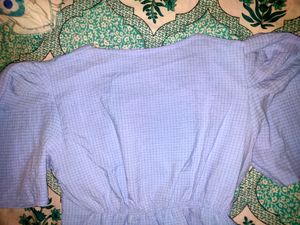 Puff Sleeve Blue Crop Top