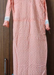 Peach Embroidered Kurti