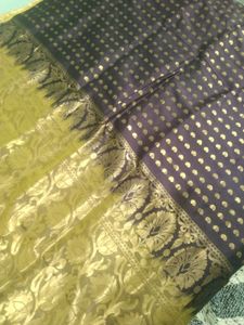 brown colour pure silksaree with blo