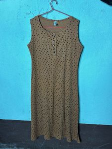 Casual Brown Sleeveless Dress