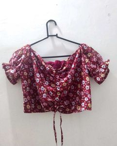 Floral Crop Top, Size - M
