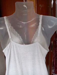 Chic White Lace-Trim Nightdress
