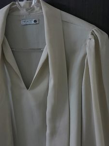 Bow Tie Neck Cuffed Sleeve Shirt