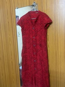 Red Geometric Print Kurti