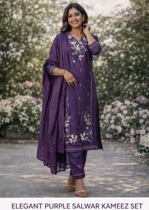 Embroidered 🌸 Purple kurta Set💜🌟