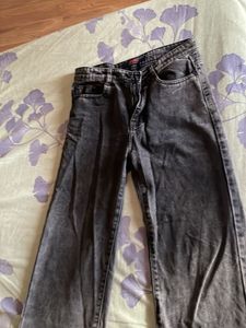 Trendy Grey Wide Leg Jeans