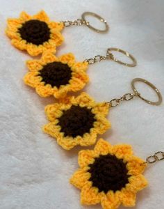 Sunflower Crochet Keychain
