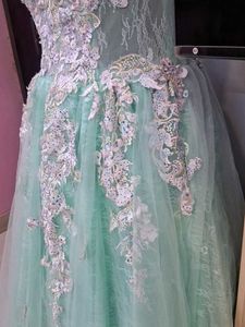 Elegant Aqua Embellished Gown