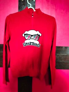 Girls Red Colour Sweatshirt