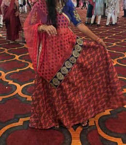 Orange &amp; Blue Indian Lehenga