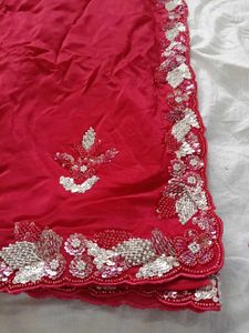 Brand New Glass Organza Heavy Embroidery Saree