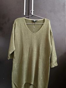 Green Knit V-Neck Top