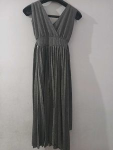 Gray Pleated Midi Dress