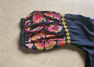 Floral Embroidered Sleeve Top