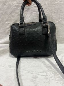 Replay Debossed Ostrich Shoulder Bag