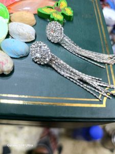 Crystal Silver Tone Dangling Earrings