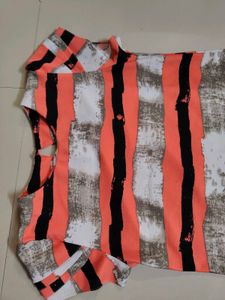 Stripe Party Wear Brand New Thick Poly Shirt Women