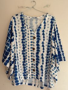 Blue Tie-Dye Button Up Top