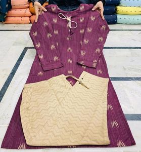 Xxl-xxxl Size Kurti Pant Set With Pocket In Pan