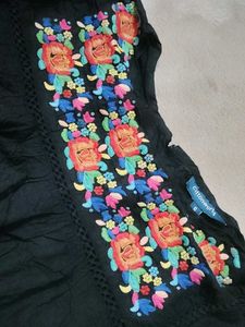 Embroidered Floral Long Sleeve Top