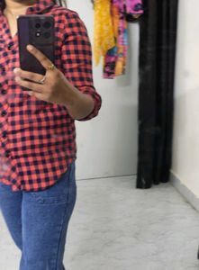 Red &amp; Navy Check Shirt for women