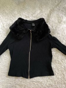 Shein Fur Trim Cardigan
