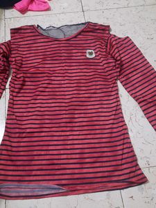 Striped Top With Cold Sleeve