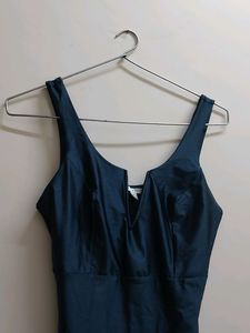 Dark Green Dress (Deep Neck)