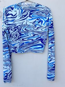 Blue Swirl Crop Top
