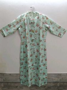 Floral Print Kurta with Organza Dupatta
