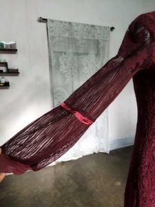 Maroon Lace Mini Dress