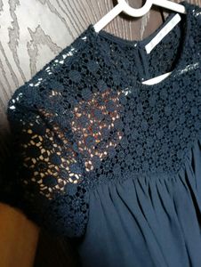 Navy Blue Lace Top