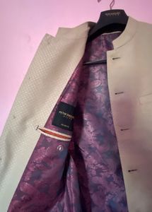 Beige Mandarin Collar Blazer