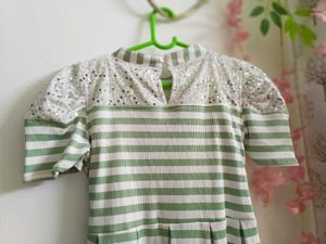 Striped Green Casual Dress