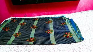 Elegant Teal Embroidered Saree