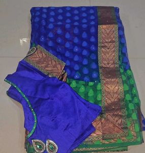 Elegant Blue & Green Saree