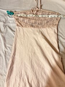 Beautiful Lace Trim Halter Maxi Dress