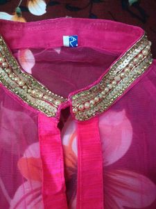Pink Embellished Blouse With Shrug