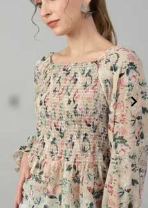 Floral Print Smocked Top
