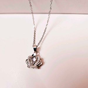 Silver Dancing Diamond Queen Pendant Necklace