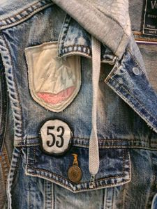 UNISEX Half Denim Jacket With Hoodie Cap