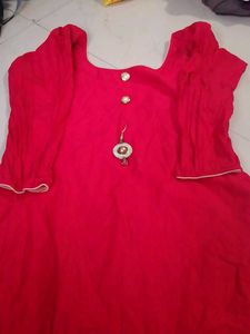 Red &amp; Gold Embroidered Indian Tunic