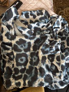 New Shein Square neck ruffle seam animal playsuit