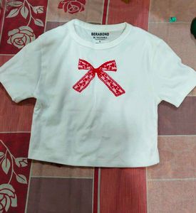 Cute White Crop Top with Bow