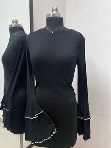 Black Flared Sleeve Top