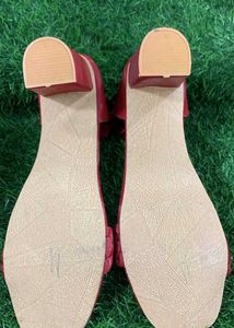 Maroon Braided Ankle Strap Heels