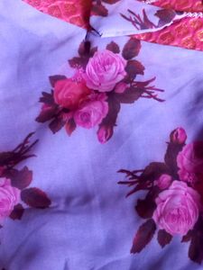 pink And Lavender colour printed georgette dress