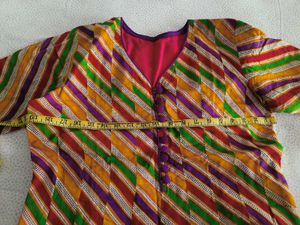Colorful Striped Anarkali Kurti