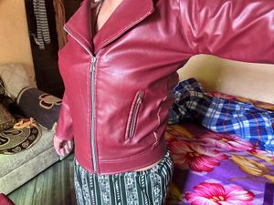 FAUX LEATHER JACKET WITH FUR INSIDE